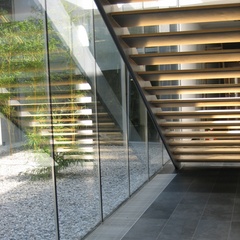 glass wall to the atrium