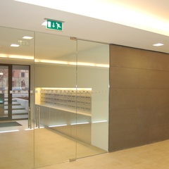glass doors at the entrance